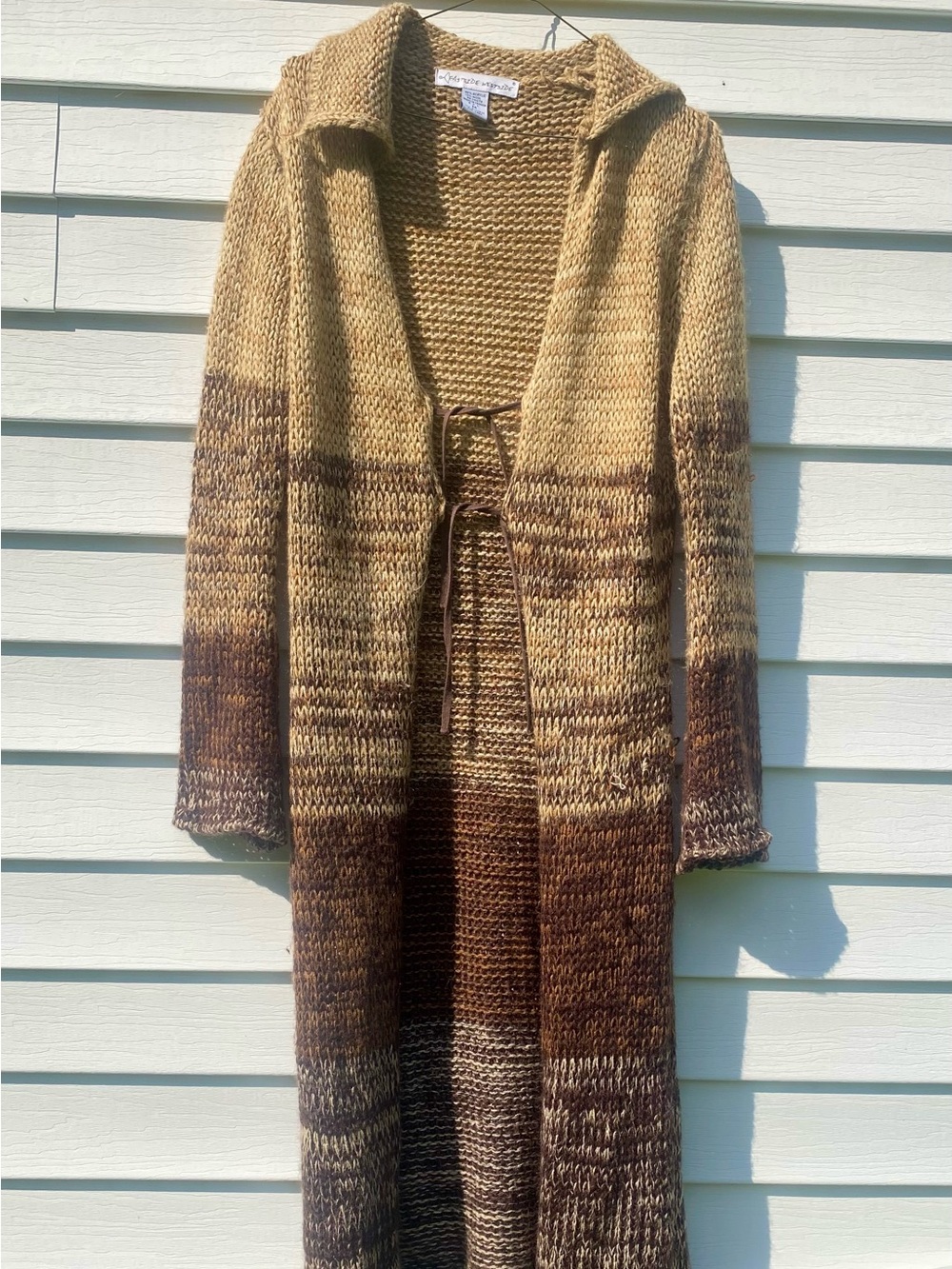 Vintage Knit Collared Long Brown Ombre Cardigan | Cozy Autumn Vibes